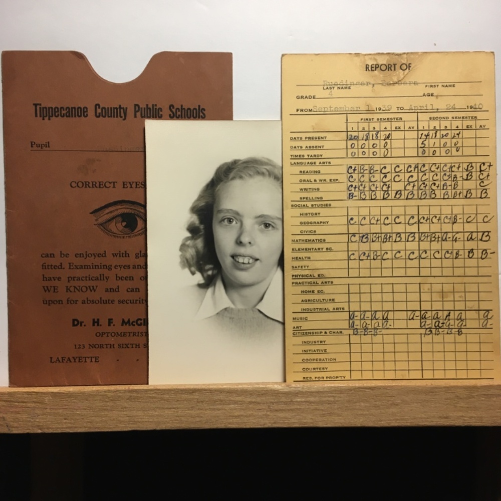 1939 REPORT CARD Tippecanoe County School ADVERTISING Optometrist PHOTO